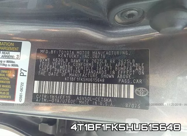 4T1BF1FK5HU615648 фото 10