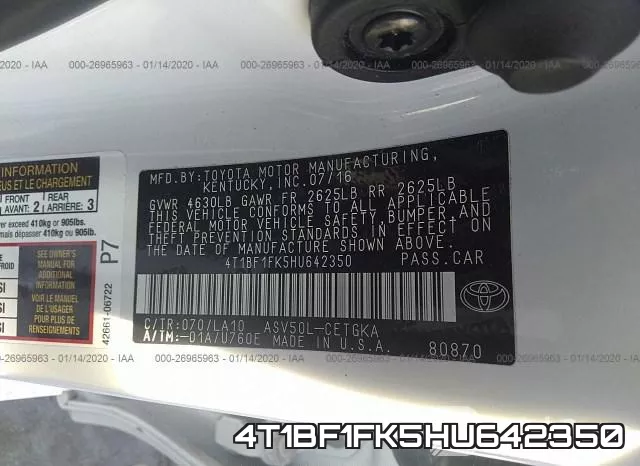 4T1BF1FK5HU642350 фото 10