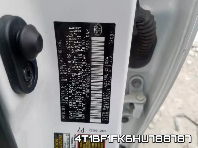 4T1BF1FK6HU788787 фото 2