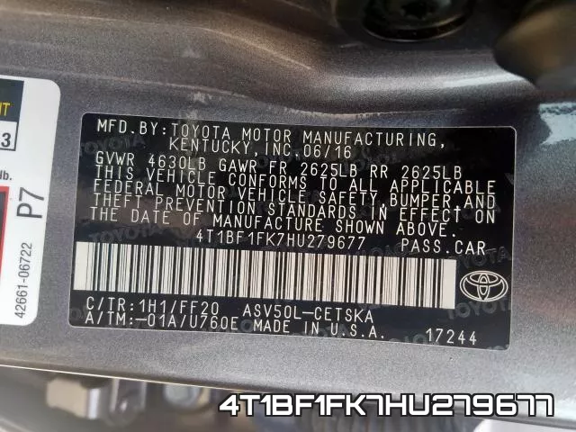 4T1BF1FK7HU279677 фото 2