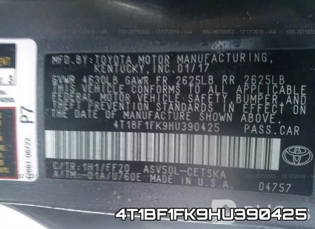 4T1BF1FK9HU390425 фото 10