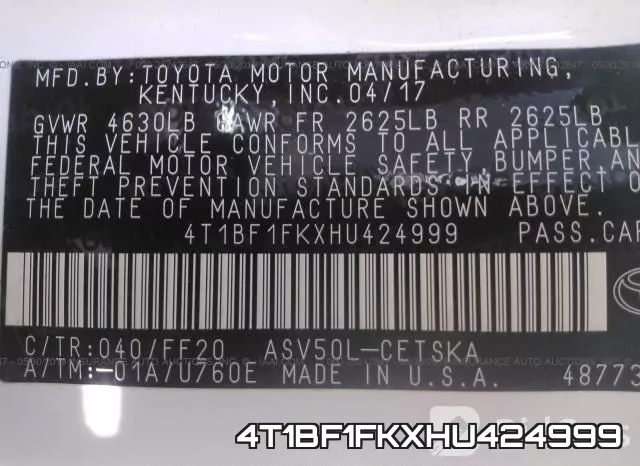 4T1BF1FKXHU424999 фото 10