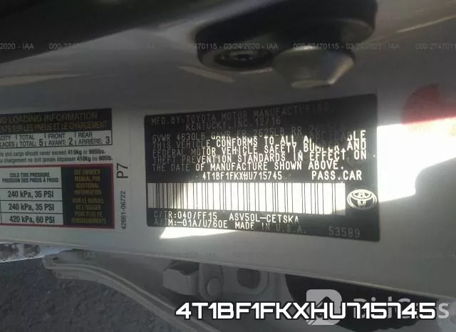 4T1BF1FKXHU715745 фото 10