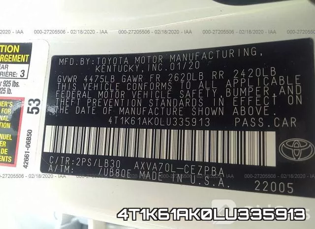 4T1K61AK0LU335913 фото 10