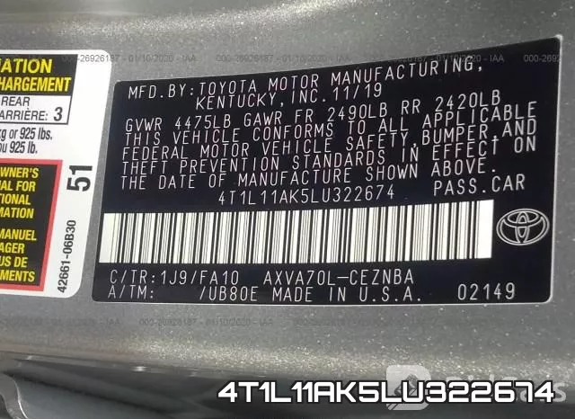 4T1L11AK5LU322674 фото 10