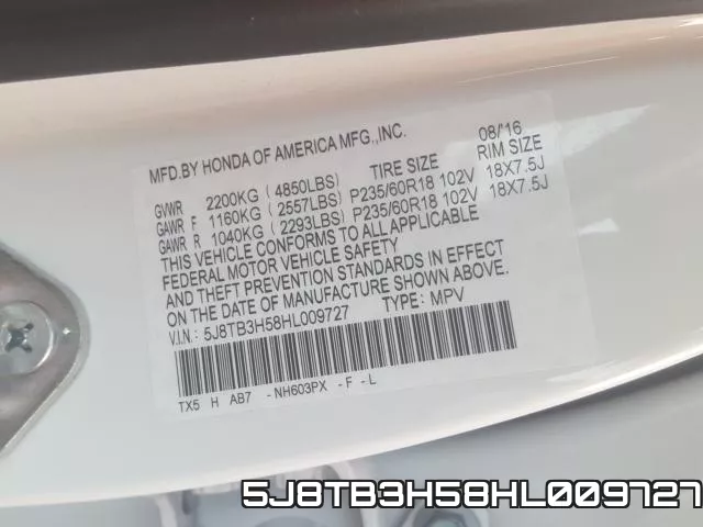 5J8TB3H58HL009727 фото 2