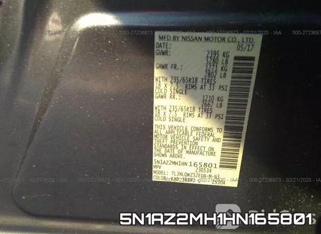 5N1AZ2MH1HN165801 фото 10