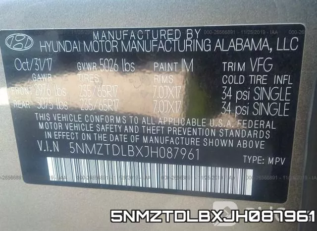 5NMZTDLBXJH087961 фото 10