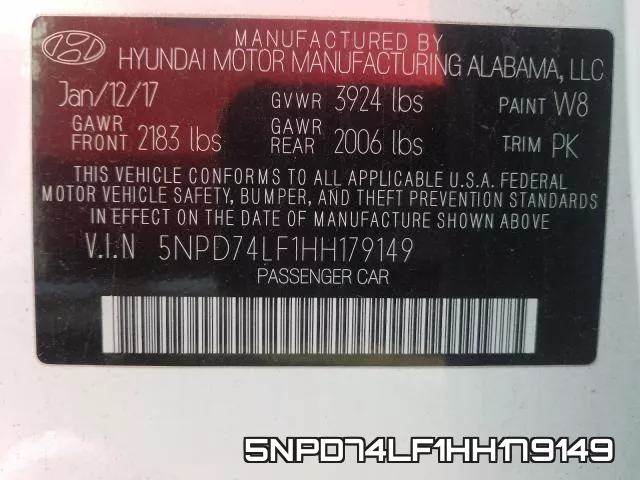5NPD74LF1HH179149 фото 2
