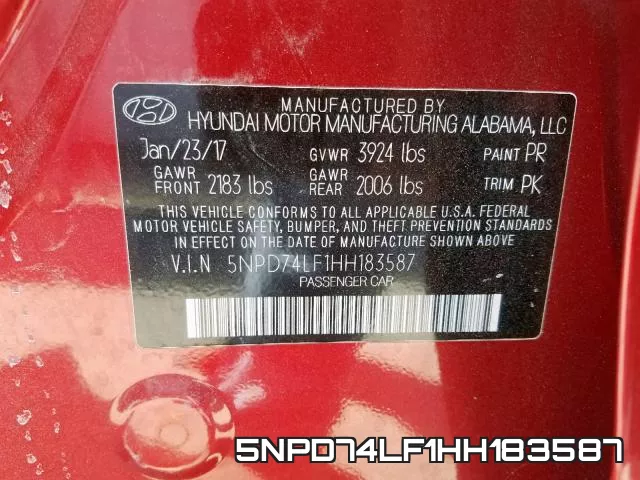 5NPD74LF1HH183587 фото 2