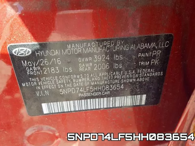 5NPD74LF5HH083654 фото 2