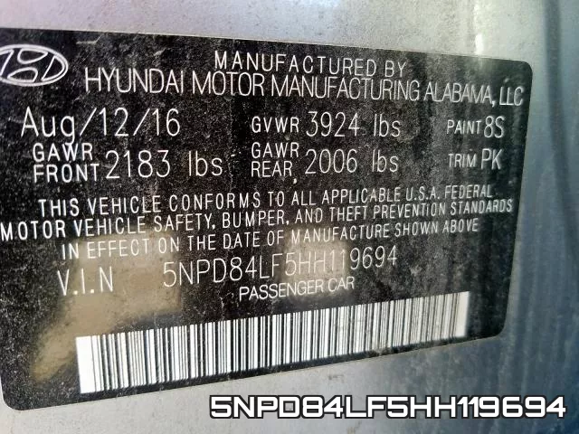 5NPD84LF5HH119694 фото 2