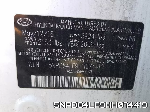 5NPD84LF9HH074419 фото 2
