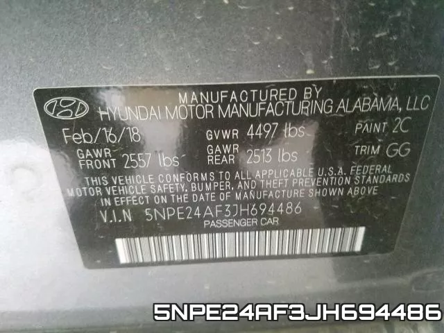5NPE24AF3JH694486 фото 2