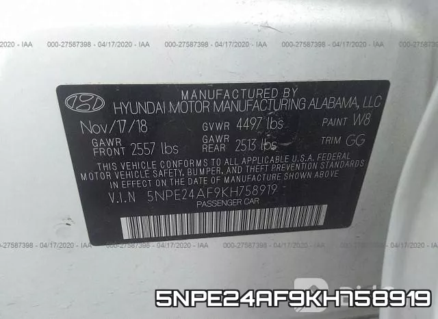 5NPE24AF9KH758919 фото 10