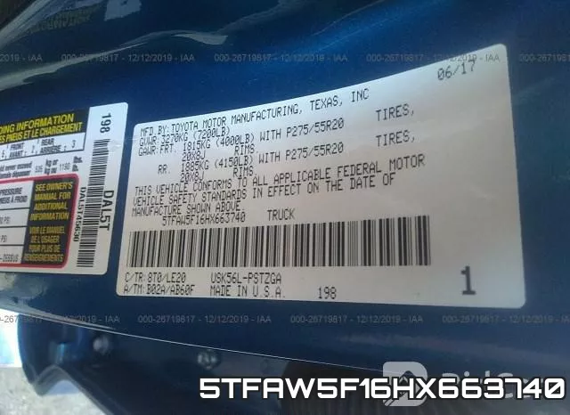 5TFAW5F16HX663740 фото 10