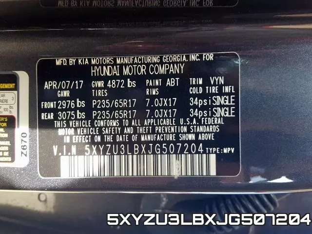 5XYZU3LBXJG507204 фото 2