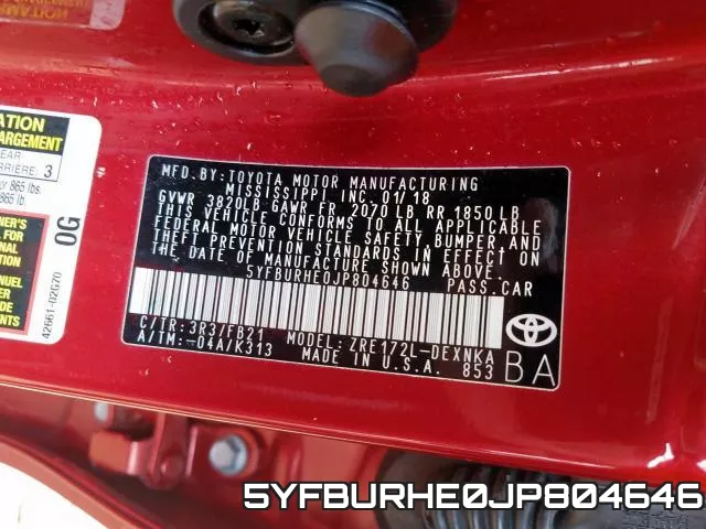 5YFBURHE0JP804646 фото 2