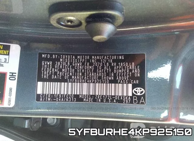 5YFBURHE4KP925150 фото 10