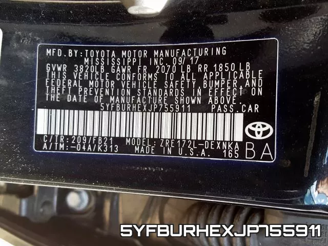 5YFBURHEXJP755911 фото 2
