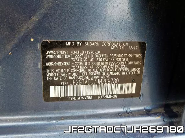 JF2GTADC7JH269780 фото 2