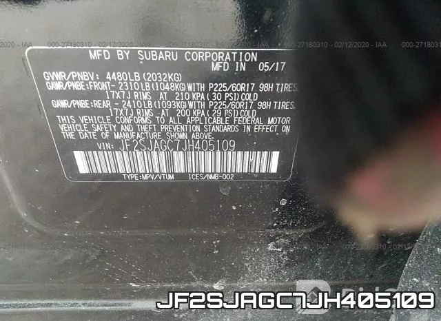 JF2SJAGC7JH405109 фото 10