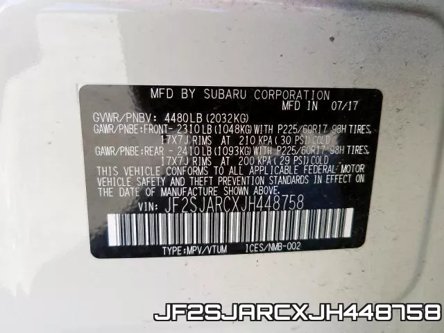 JF2SJARCXJH448758 фото 2