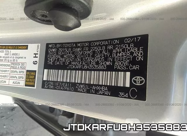 JTDKARFU8H3535883 фото 10