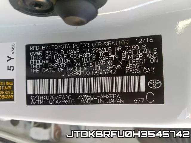 JTDKBRFU0H3545742 фото 2