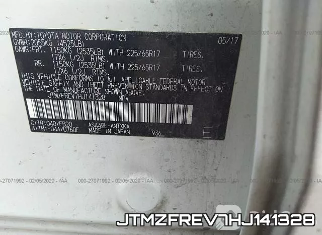JTMZFREV7HJ141328 фото 10