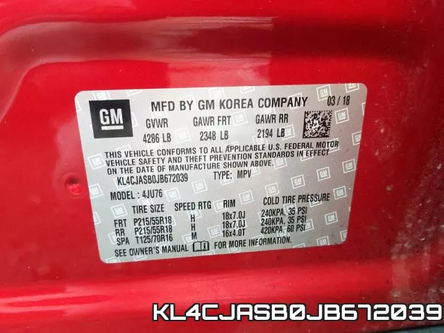 KL4CJASB0JB672039 фото 2
