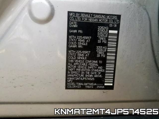 KNMAT2MT4JP574525 фото 2