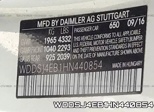 WDDSJ4EB1HN440854 фото 10