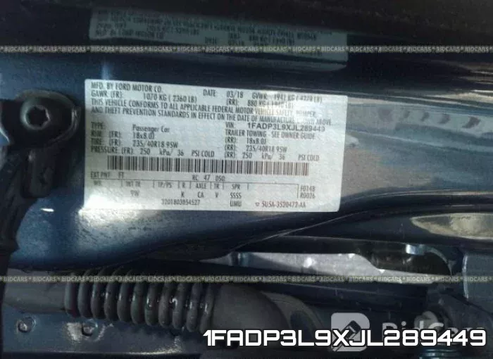 1FADP3L9XJL289449 фото 10