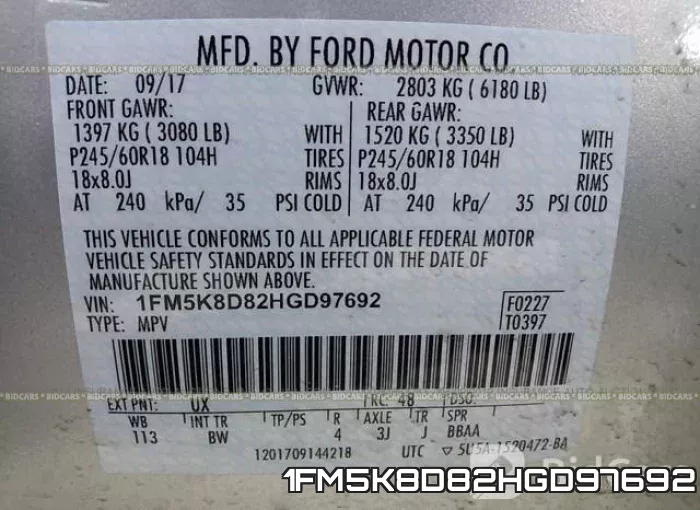 1FM5K8D82HGD97692 фото 10