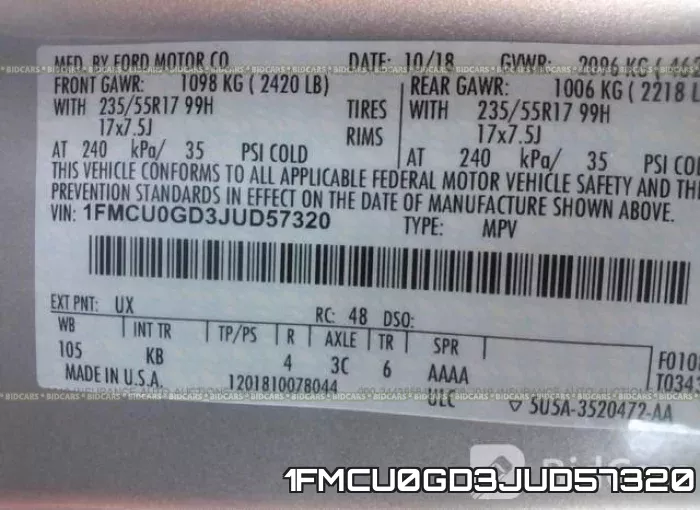 1FMCU0GD3JUD57320 фото 10