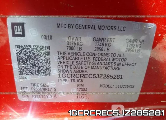 1GCRCREC5JZ285281 фото 10
