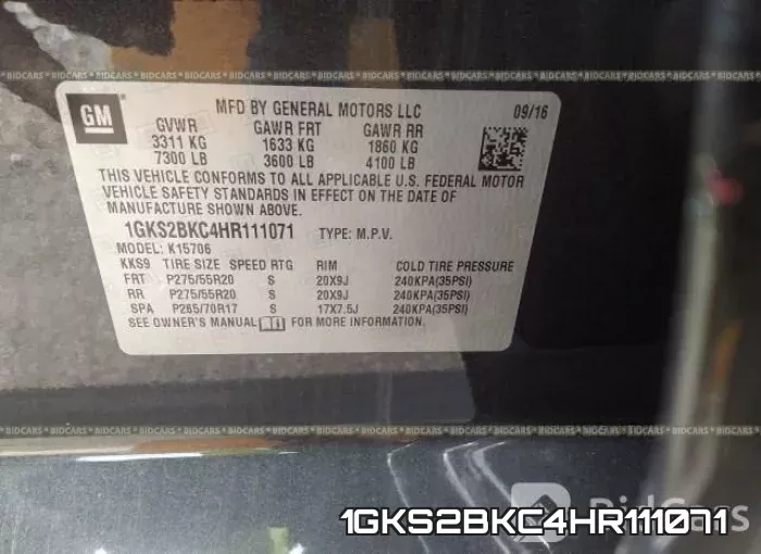1GKS2BKC4HR111071 фото 10