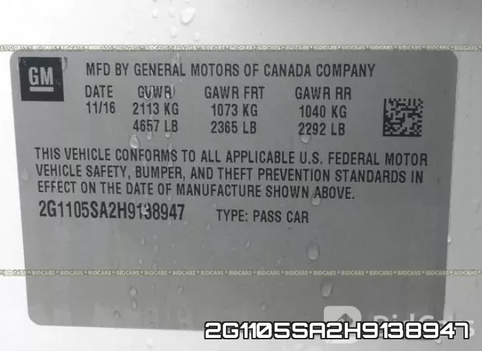 2G1105SA2H9138947 фото 10