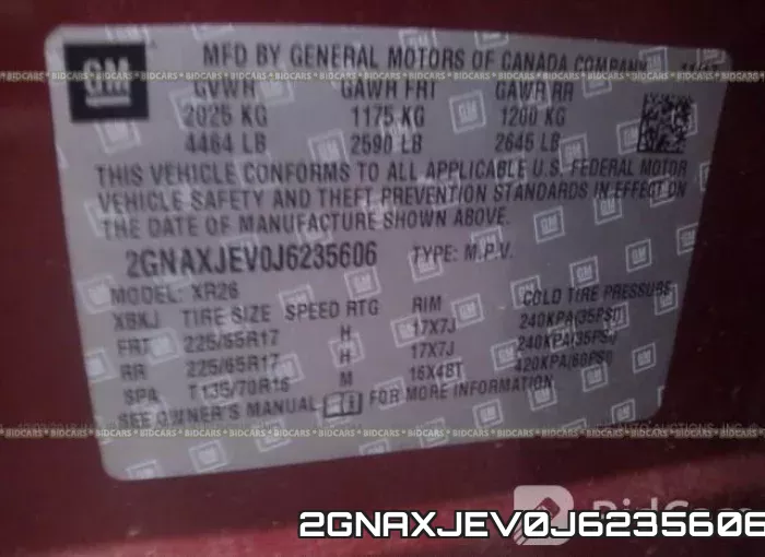 2GNAXJEV0J6235606 фото 10