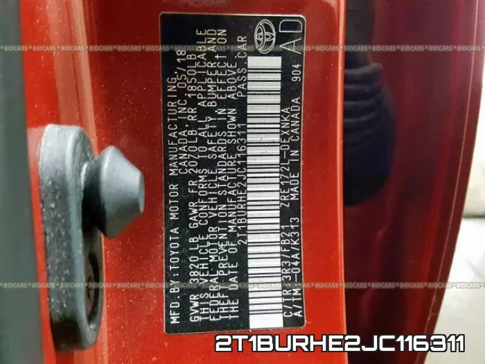 2T1BURHE2JC116311 фото 2