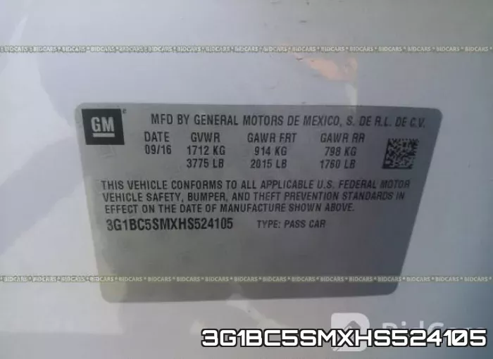3G1BC5SMXHS524105 фото 10