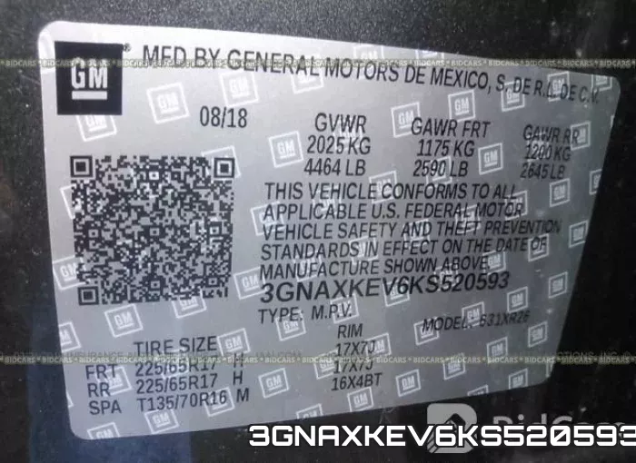 3GNAXKEV6KS520593 фото 10