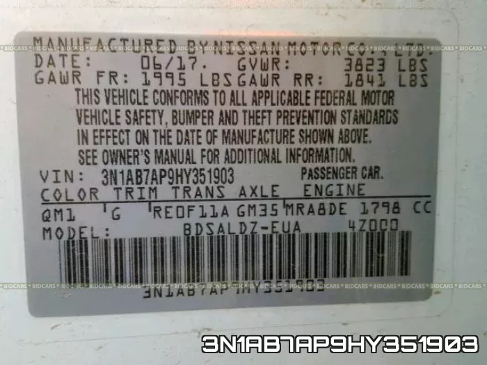 3N1AB7AP9HY351903 фото 2