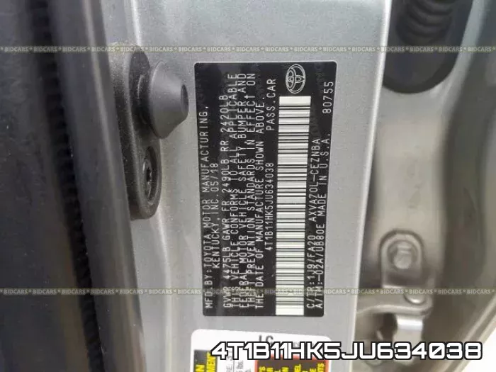 4T1B11HK5JU634038 фото 2
