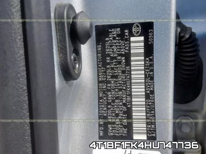 4T1BF1FK4HU747736 фото 2