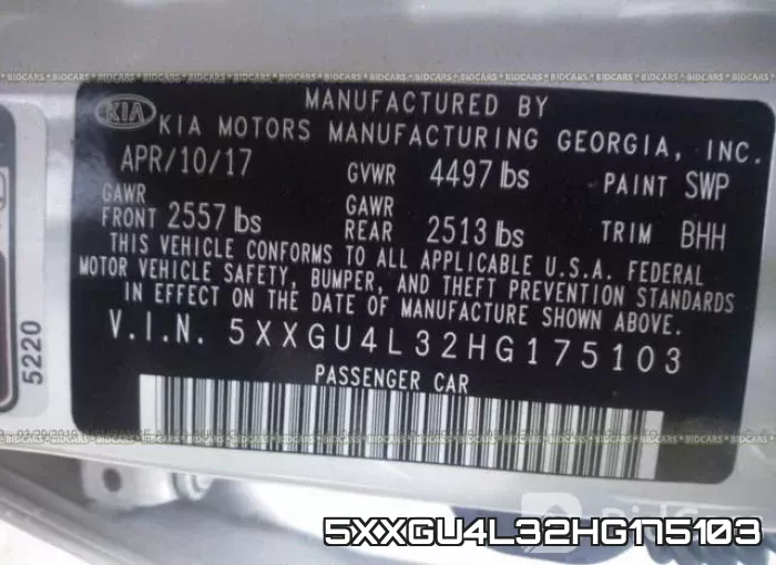 5XXGU4L32HG175103 фото 10