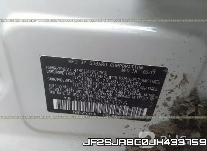 JF2SJABC0JH433759 фото 10