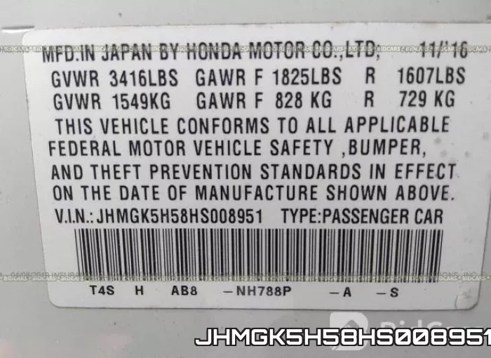 JHMGK5H58HS008951 фото 10