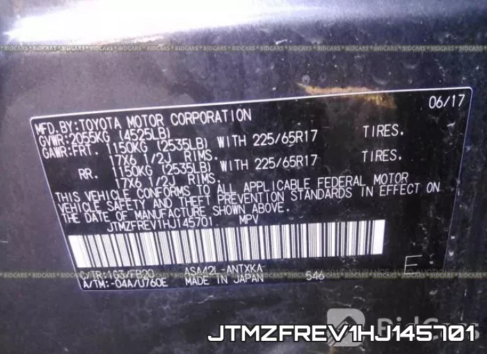 JTMZFREV1HJ145701 фото 10